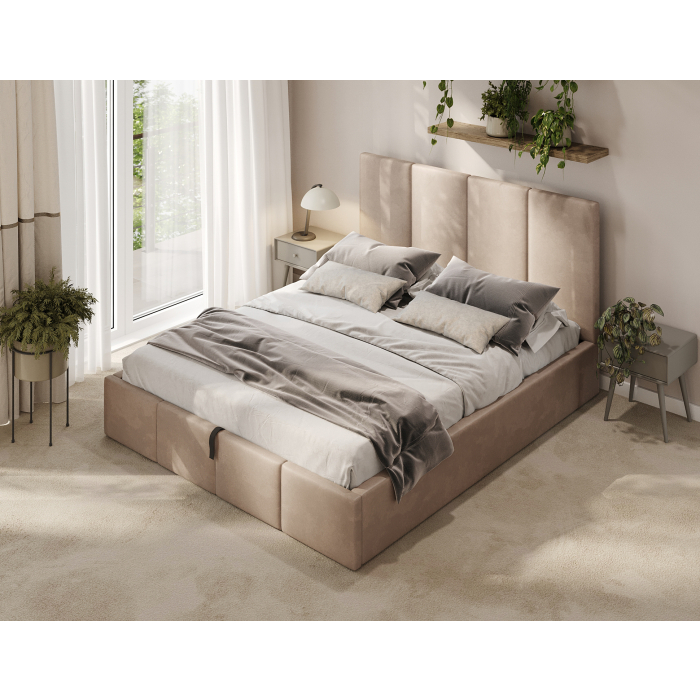 Bett in Beige gepolstert modern